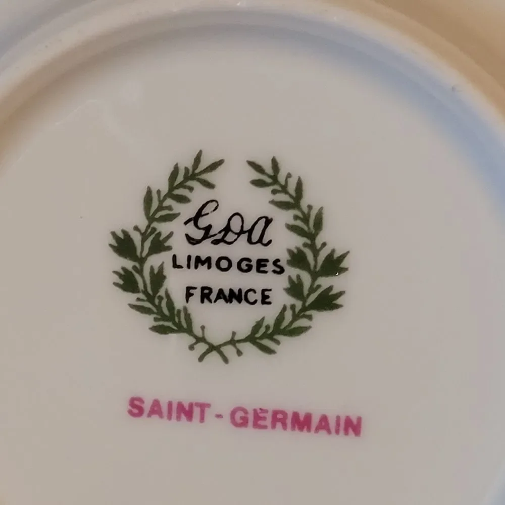 Cup Saucer SET of 3 Vintage GDA LIMOGES, France Bone China Dainty Fine